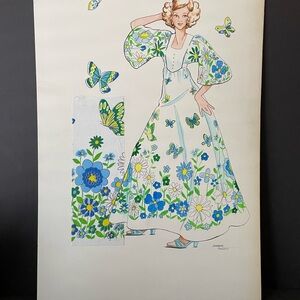 Vintage 1974 Original Fashion Artist Drawing by Barbara Nyquist